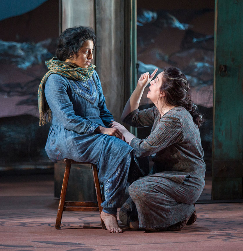 (from left) Denmo Ibrahim as Mariam and Lanna Joffrey as Nana in A Thousand Splendid Suns, written by Ursula Rani Sarma, based on the book by Khaled Hosseini, directed by Carey Perloff, and co-produced by American Conservatory Theater, runs May 12 – June 17, 2018 at The Old Globe. Photo by Jim Cox.