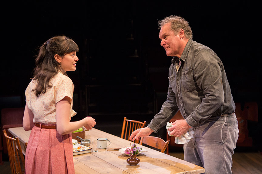 Celeste Arias as Eléna and Jay O. Sanders as Ványa in Uncle Vanya, translated by Richard Pevear and Larissa Volokhonsky, directed and translated by Richard Nelson, running February 10 – March 11, 2018 at The Old Globe. Photo by Jim Cox.
