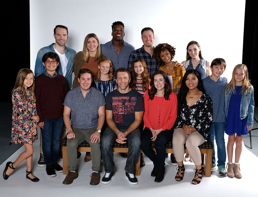 The cast of Clint Black's Looking for Christmas, running November 11 – December 31, 2018 at The Old Globe. Photo by Ken Jacques.