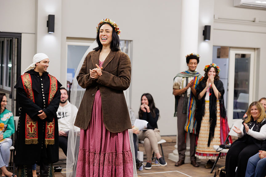 Lu Garcia, Danielle Chaves, Vandous Stripling II, and Luana Fontes in Globe for All's tour of As You Like It, 2024. Photo by Rich Soublet II.