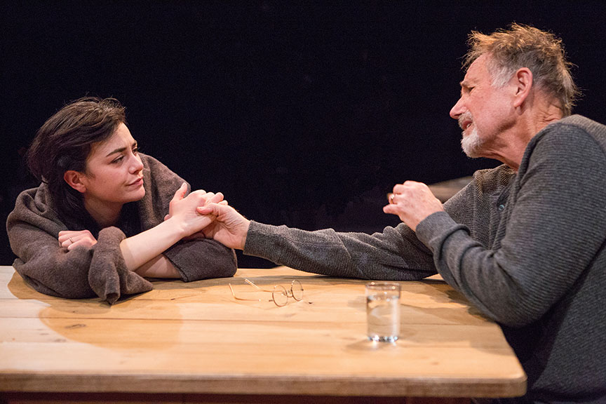 Celeste Arias as Eléna and Jon DeVries as Serebryakóv in Uncle Vanya, translated by Richard Pevear and Larissa Volokhonsky, directed and translated by Richard Nelson, running February 10 – March 11, 2018 at The Old Globe. Photo by Jim Cox.