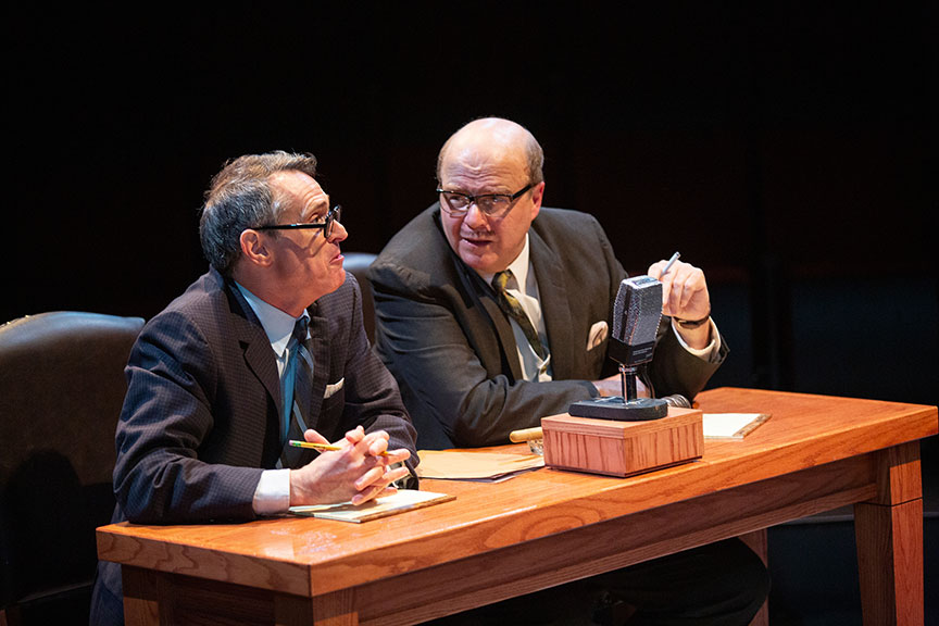 (from left) Matthew Boston as Congressman Waggonner and Michael Pemberton as Congressman Anfuso in They Promised Her the Moon, running April 6 – May 12, 2019 at The Old Globe. Photo by Jim Cox.